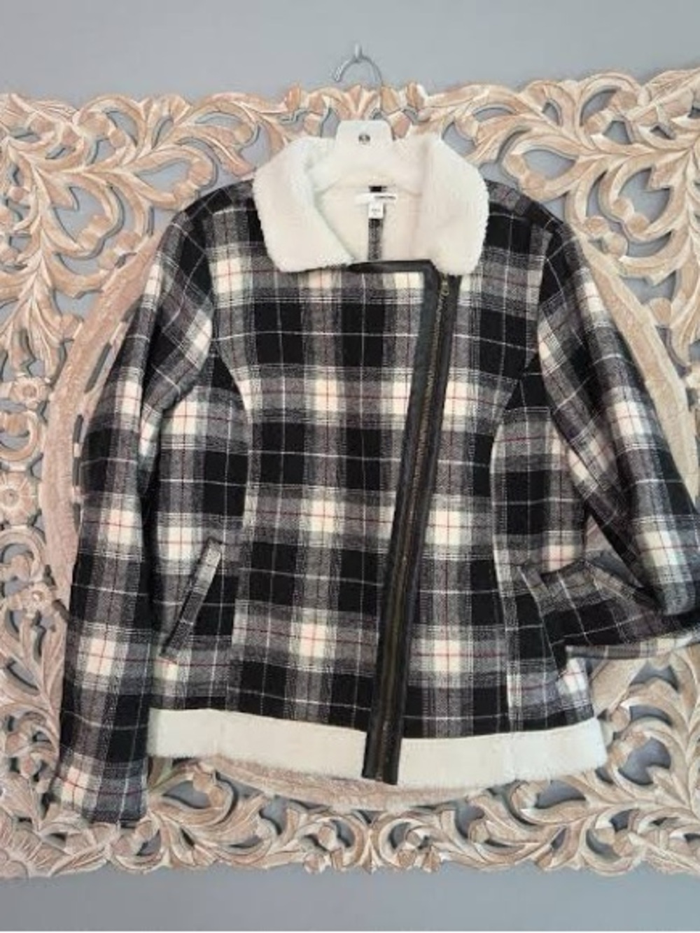 Sonoma Black & White Plaid Teddy Lined Jacket
